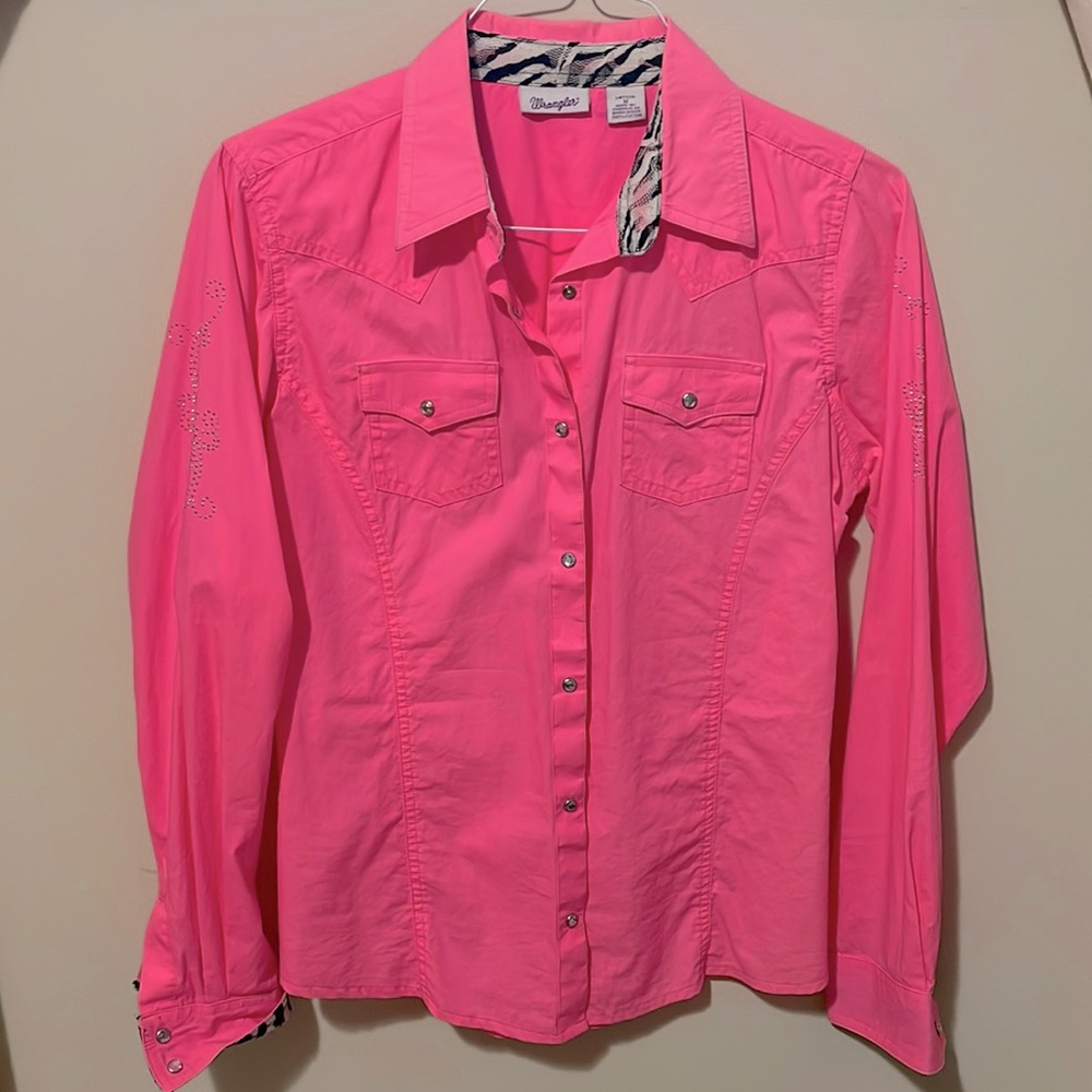 Hot Pink Bedazzled Wrangler Button Down
